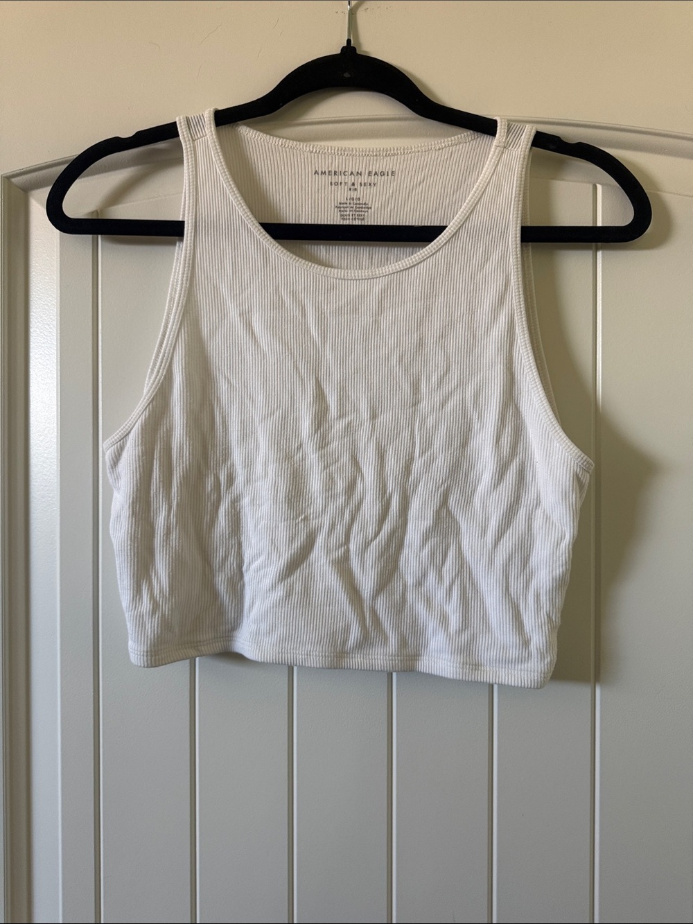American Eagle Outfitters White Ribbed Cropped Tank